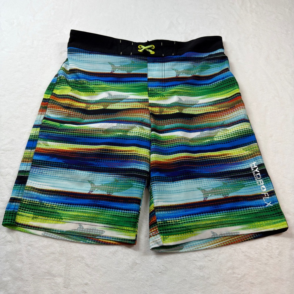 Free Country Board Shorts‎ Boys XL 18/20 Multicolor Excellent Shark Hydro Flx